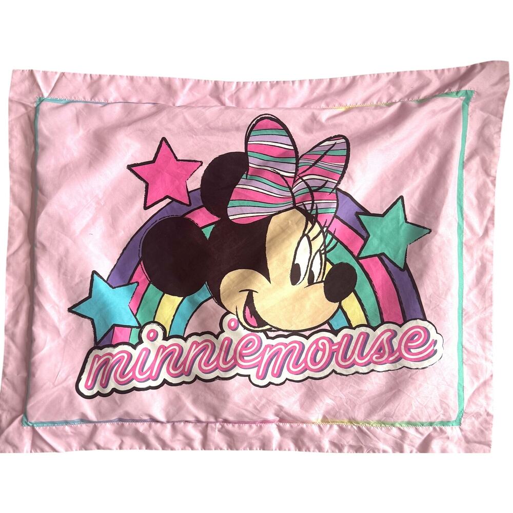 Disney Vintage Minnie Mouse Pillow Sham and Pillow Case (set of 2) Pink Purple